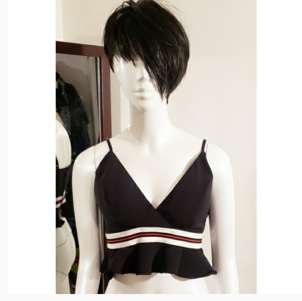 Akira Crop Peplum Top Size M